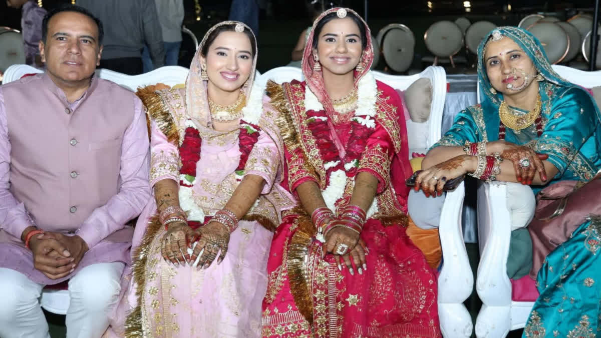 MLA Chaudhary with his daughters and wife