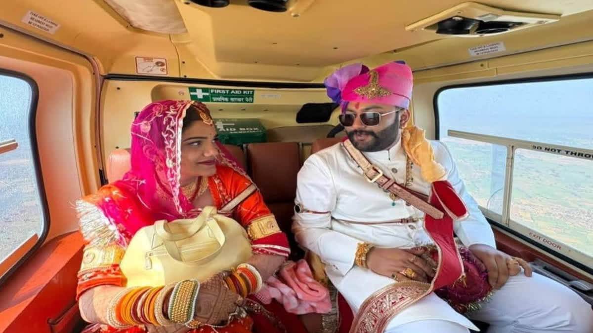 Bride helicopter send off