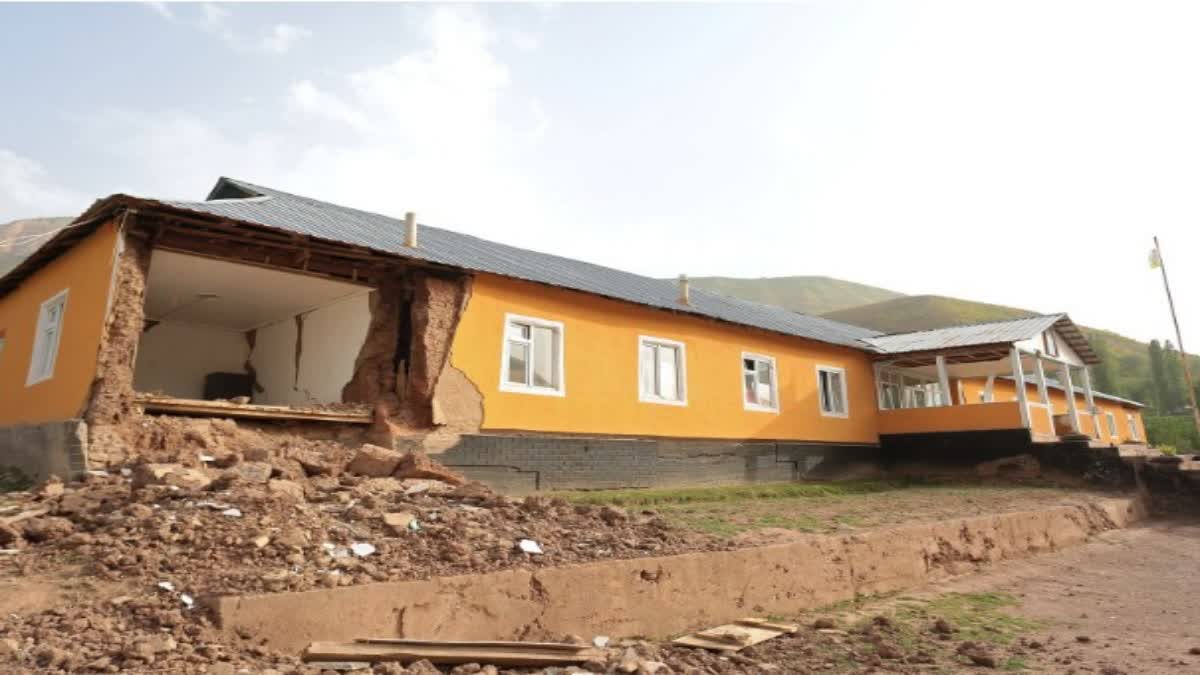 Earthquake damaged houses in Sikkim