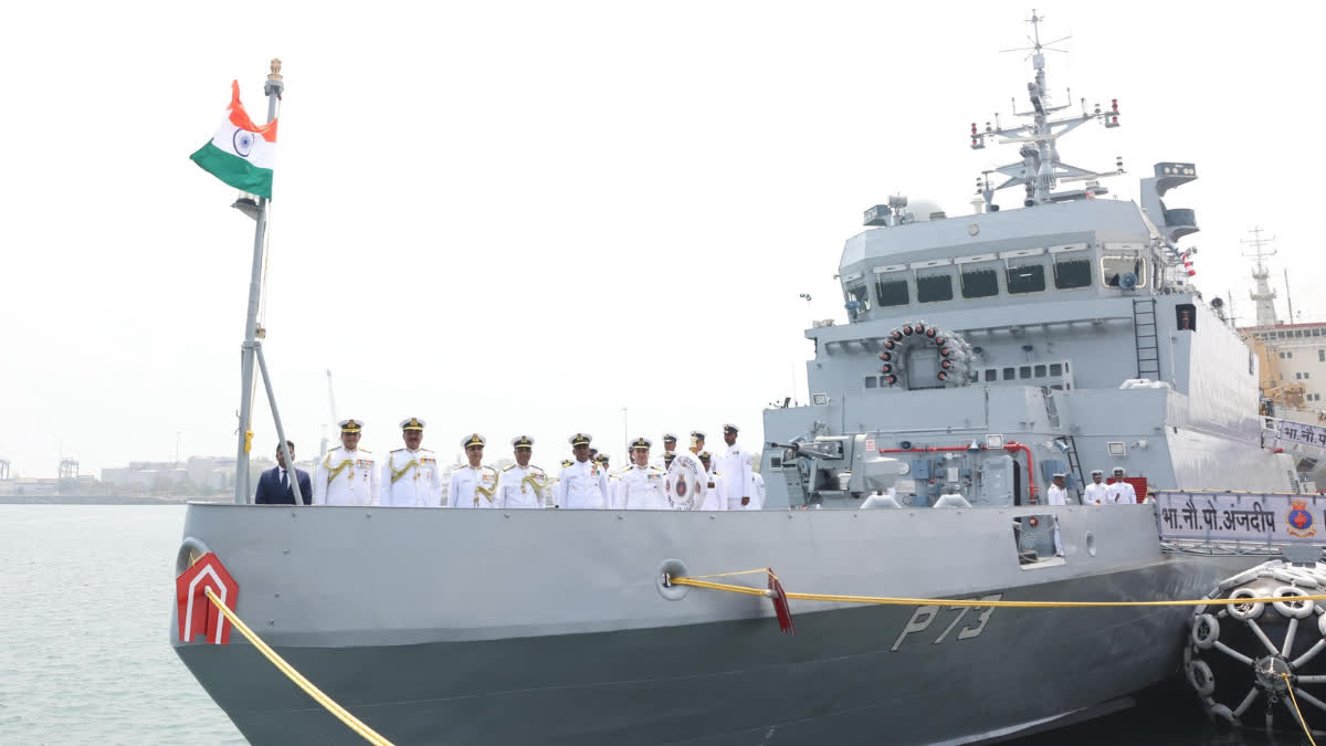 ഇന്ത്യൻ നാവികസേന പുതിയ കപ്പൽ ഐഎൻഎസ് അഞ്ചദ്വീപ് യുദ്ധ കപ്പൽ അഡ്മിറൽ ദിനേഷ് കെ ത്രിപാഠി ആൻ്റി സബ്മറൈൻ യുദ്ധ കപ്പൽ