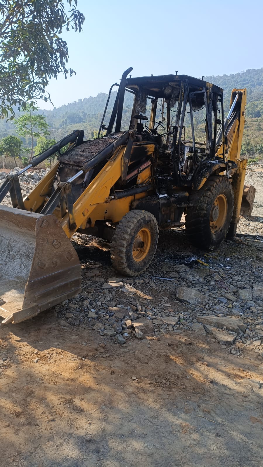 Criminals burned JCB machine