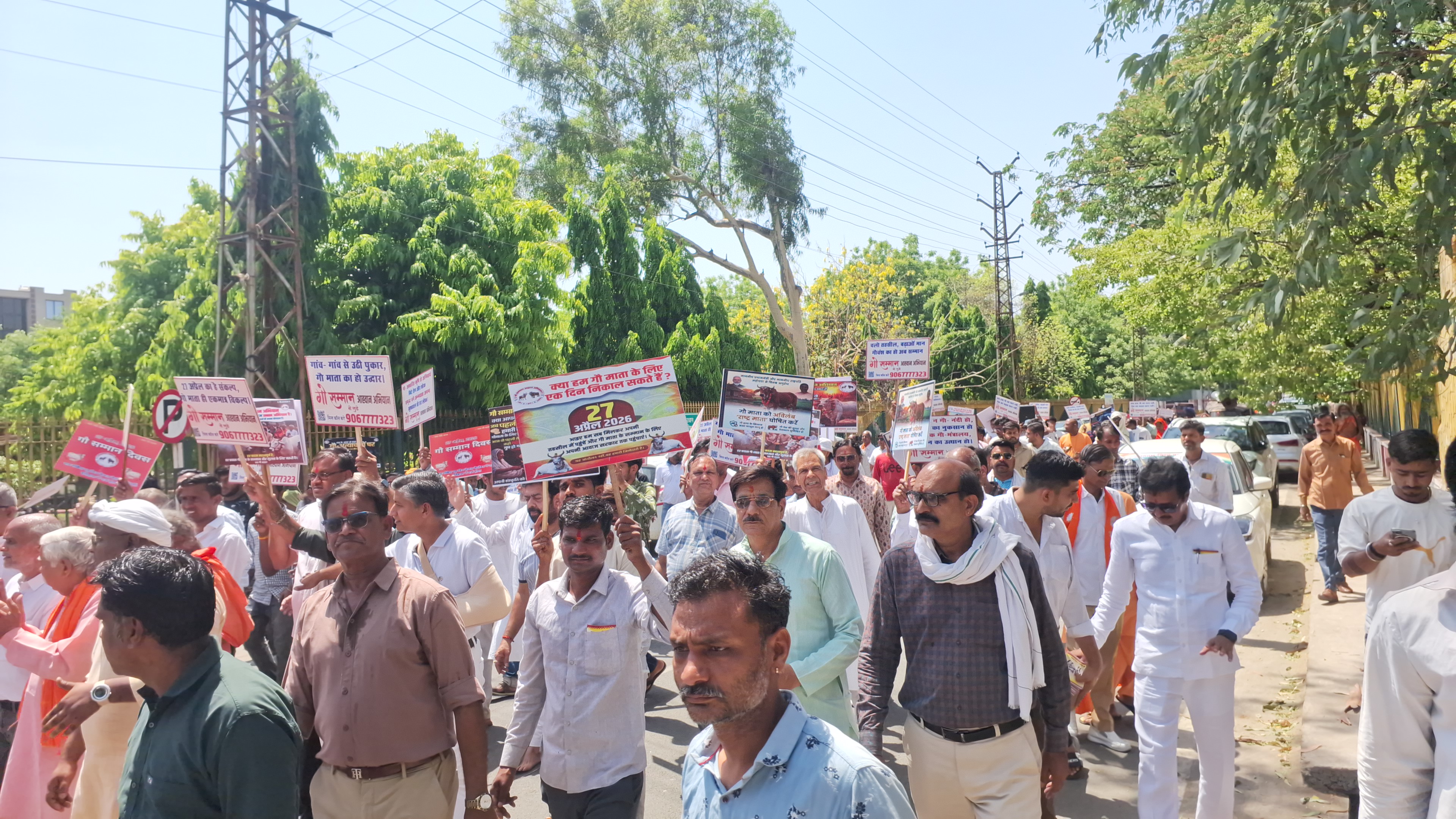 Cow devotees reached the Collectorate on foot in Bhilwara