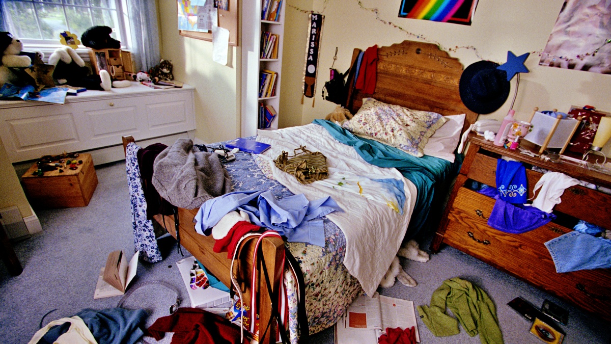 Cluttered bedroom