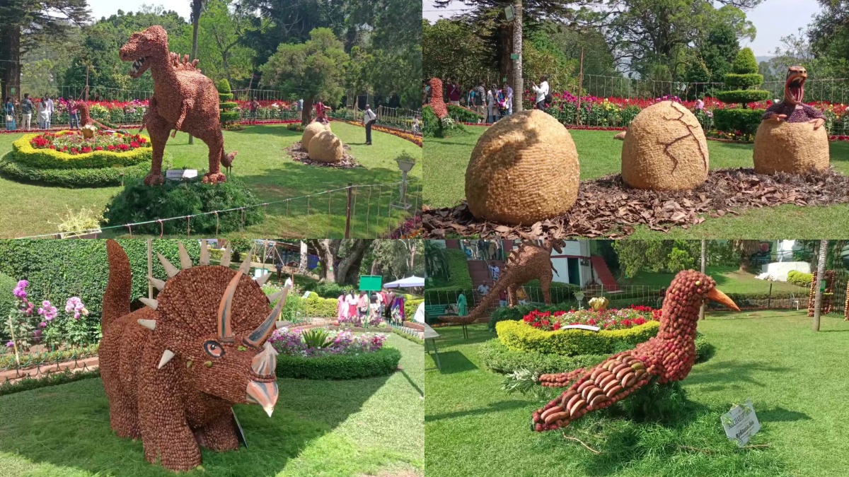 பழத்தால் உருவாக்கப்பட்ட டைனோசர் மற்றும் டைனோசர் முட்டைகள்