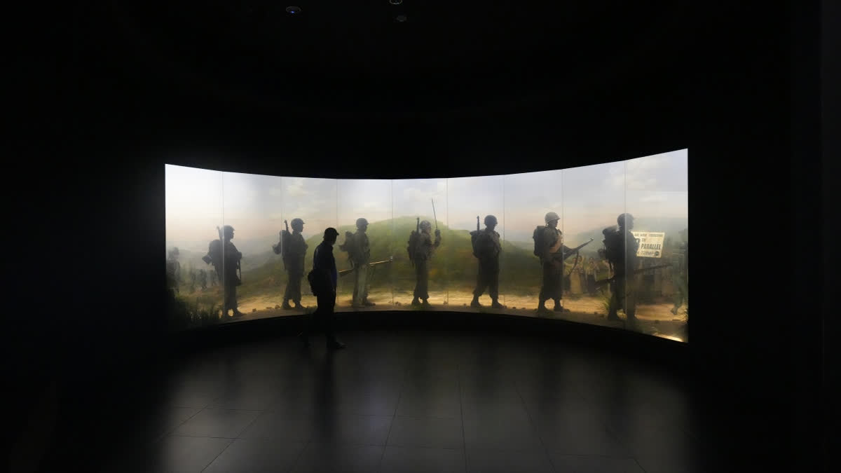 Photos Show North And South Korea Still Divided 73 Years After Armistice A visitor tours the exhibition hall of the Korean War at the War Memorial of Korea in Seoul, South Korea