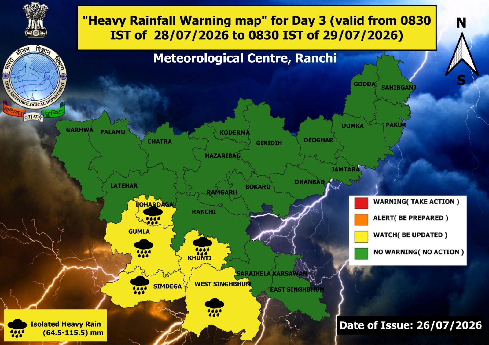 weather report in jharkhand