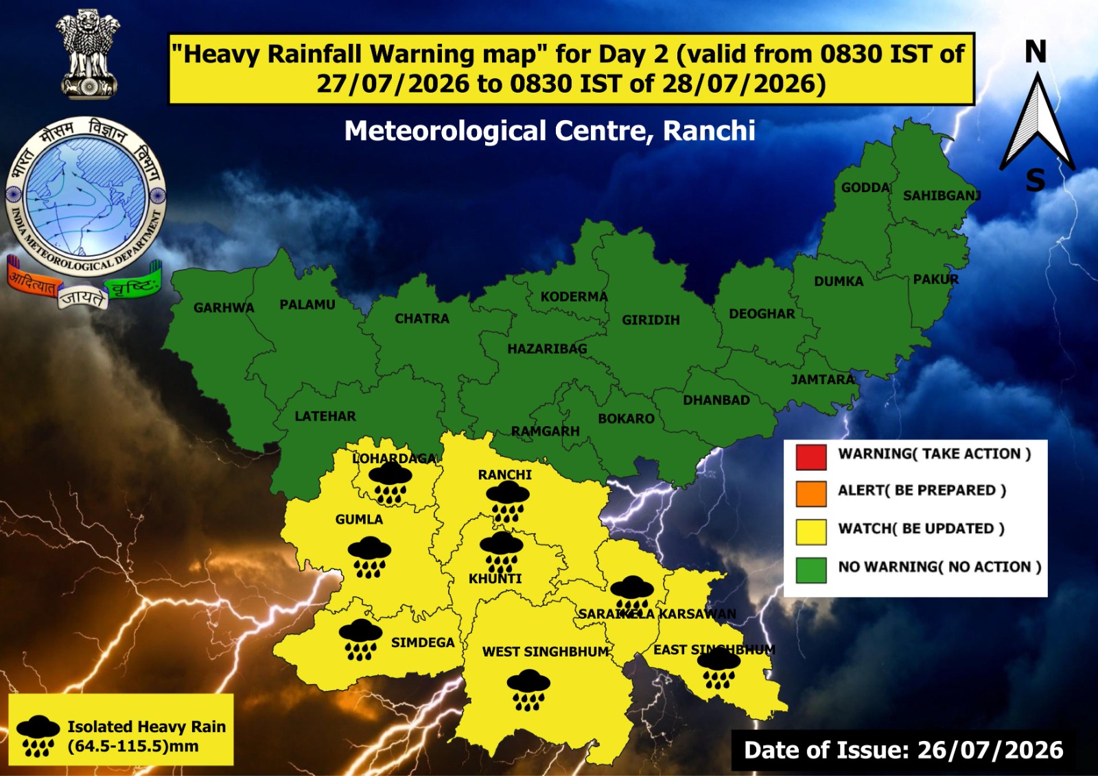weather report in jharkhand