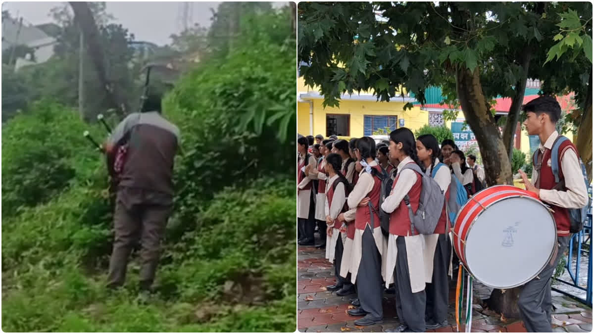 played flute drum in front of tree