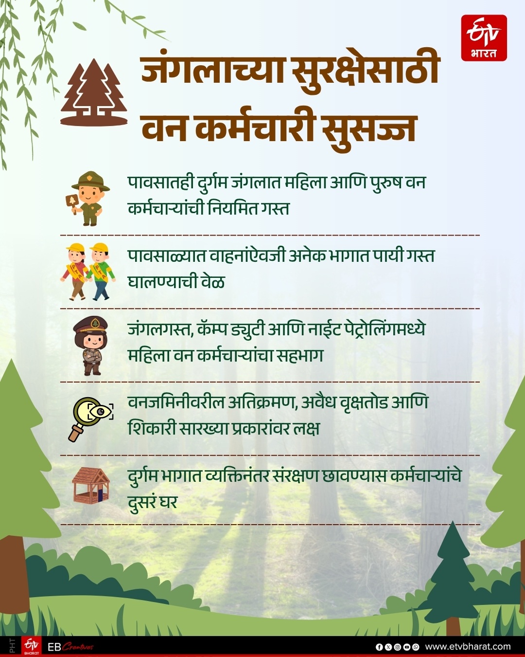 Forest workers protect the forest even in heavy rain