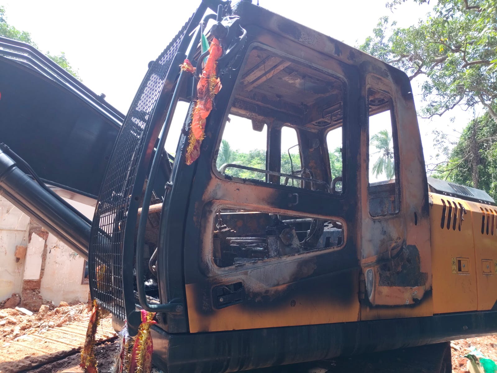 JCB CAUGHT FIRE