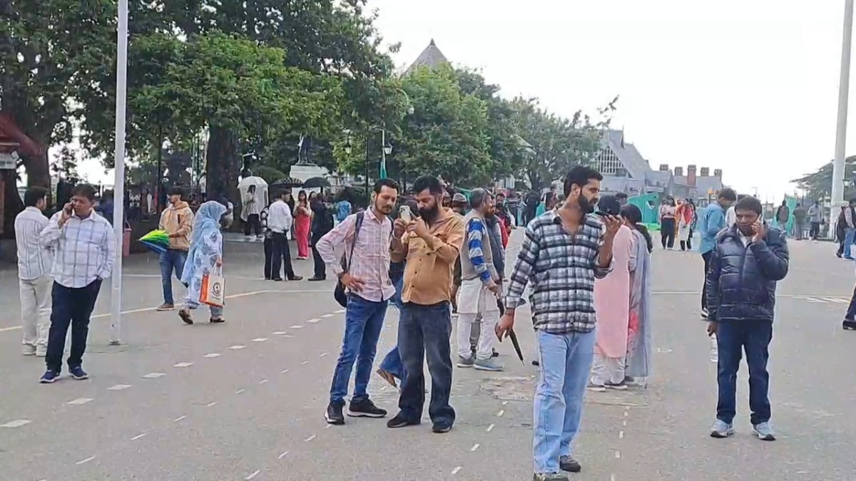 Tourists at a site in Himachal Pradesh.