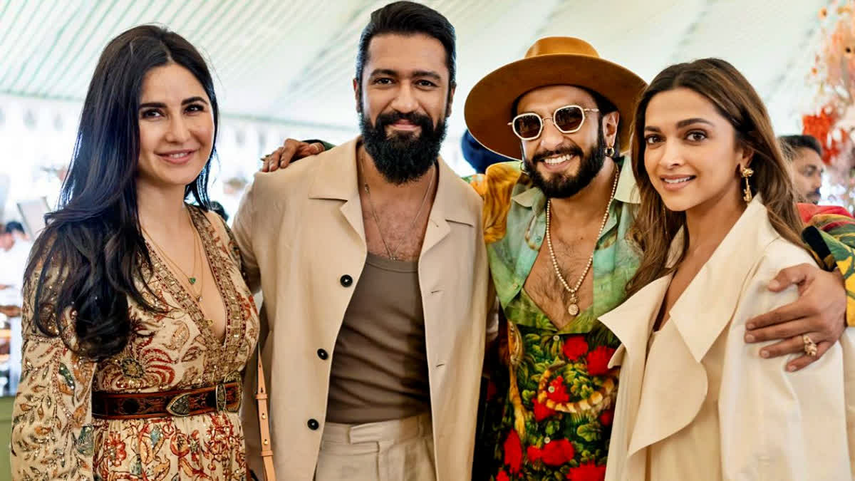 Men, Take Notes. These Celebrity Winter Styles Work for Every Man Actors Vicky Kaushal and Ranveer Singh with Katrina Kaif and Deepika Padukone