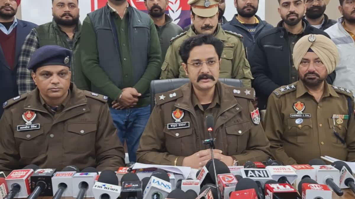 Patiala SSP Varun Sharma addresses a press conference on Wednesday.