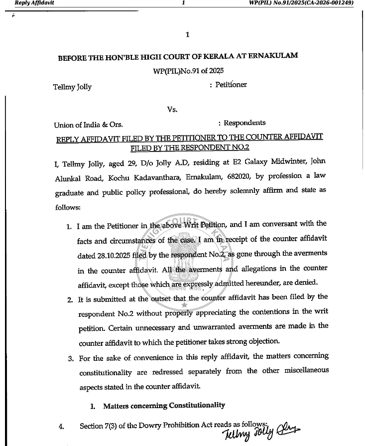 KERALA HC DOWRY HARRASMENT KERALA KERALA LAW REFORMS COMMISSION DOWRY PROHIBITION ACT