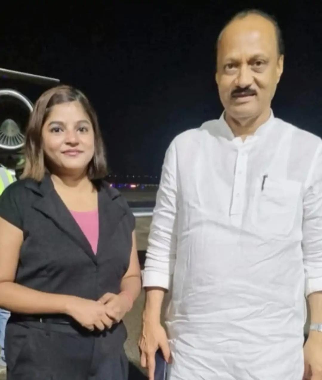 Flight attendant Pinky Mali(L) with Ajit Pawar