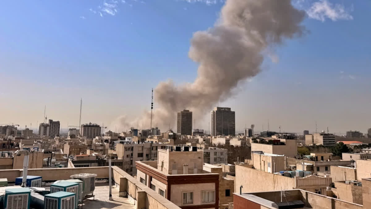 Smoke rises on the skyline after an explosion in Tehran, Iran Feb 28, 2026