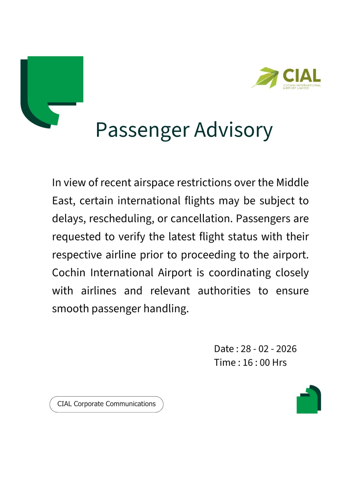 കൊച്ചി വിമാനത്താവളം പ്രതിസന്ധി ഗൾഫ് വിമാന യാത്രാ തടസം മിഡിൽ ഈസ്റ്റ് യുദ്ധ സാഹചര്യം എയർ ഇന്ത്യ വിമാനങ്ങൾ റദ്ദാക്കി