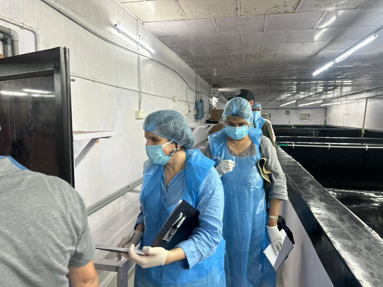 They visited the shrimp production center and brackish water farms and assessed the standards followed.