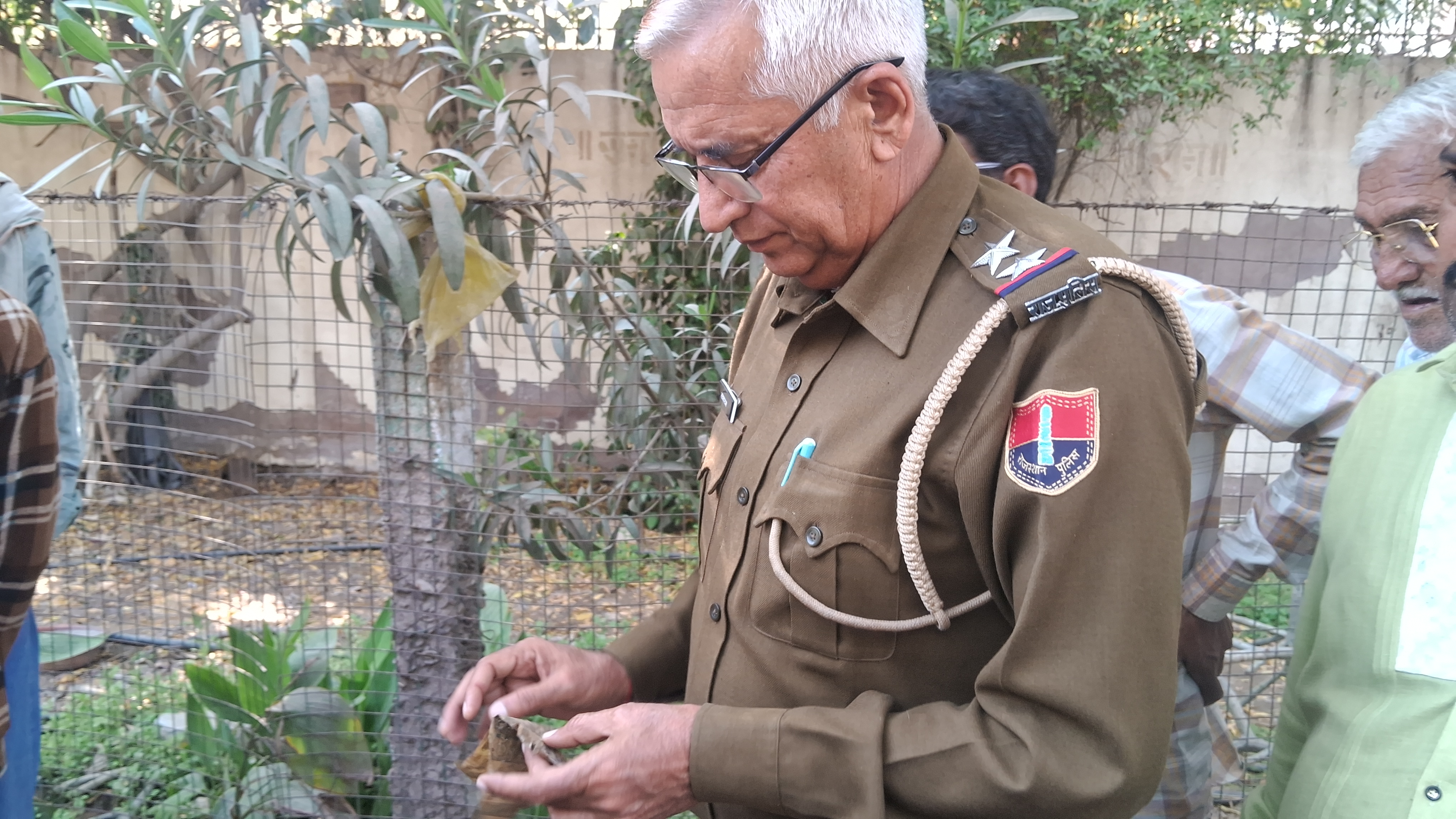Policeman checking notes