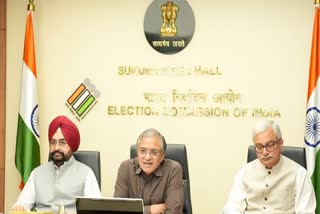 Chief Election Commissioner Gyanesh Kumar with Election Commissioners Sukhbir Singh Sandhu and Vivek Joshi