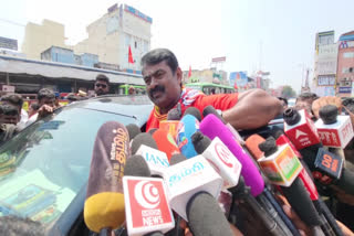 தேர்தல் பரப்புரையை அடுத்து செய்தியாளர்கள் சந்தித்த சீமான்