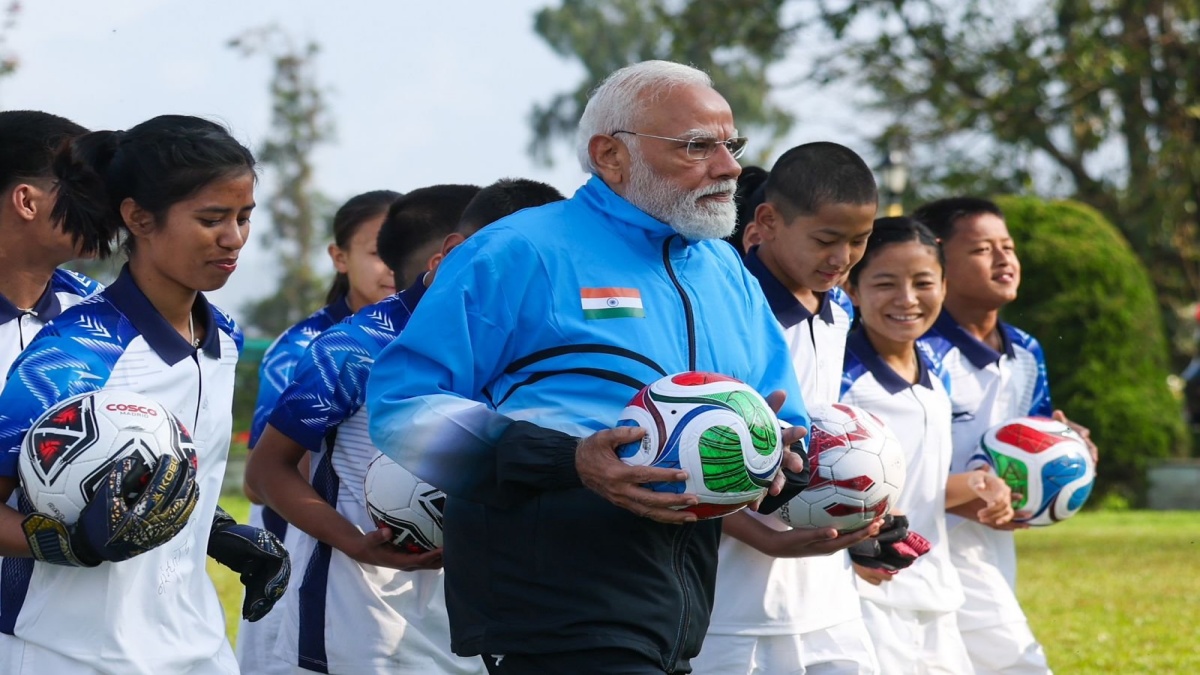 PM Modi plays football