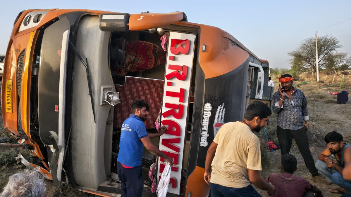 Bus Overturns on NH-52