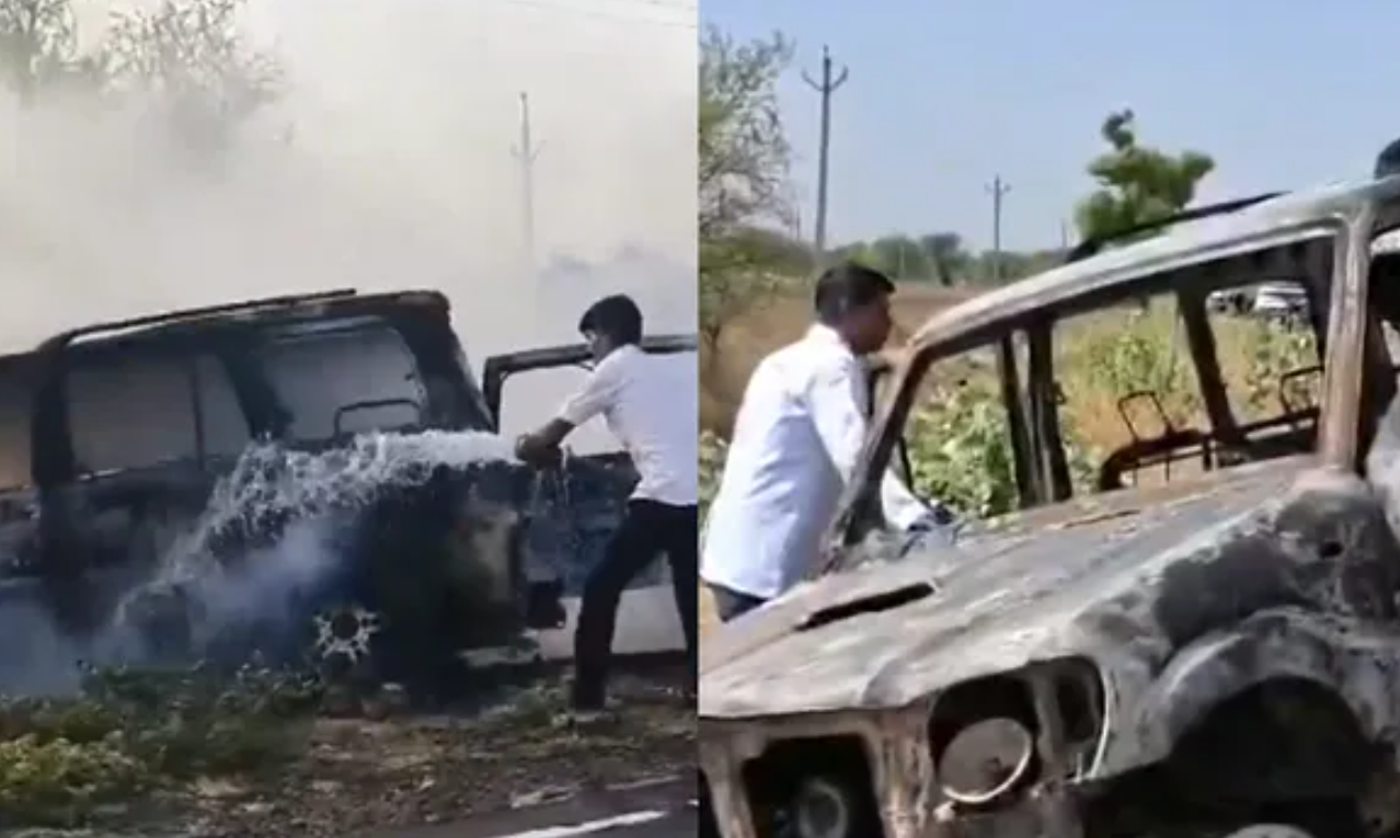 Rajasthan Ajmer burnt alive in moving car bursts