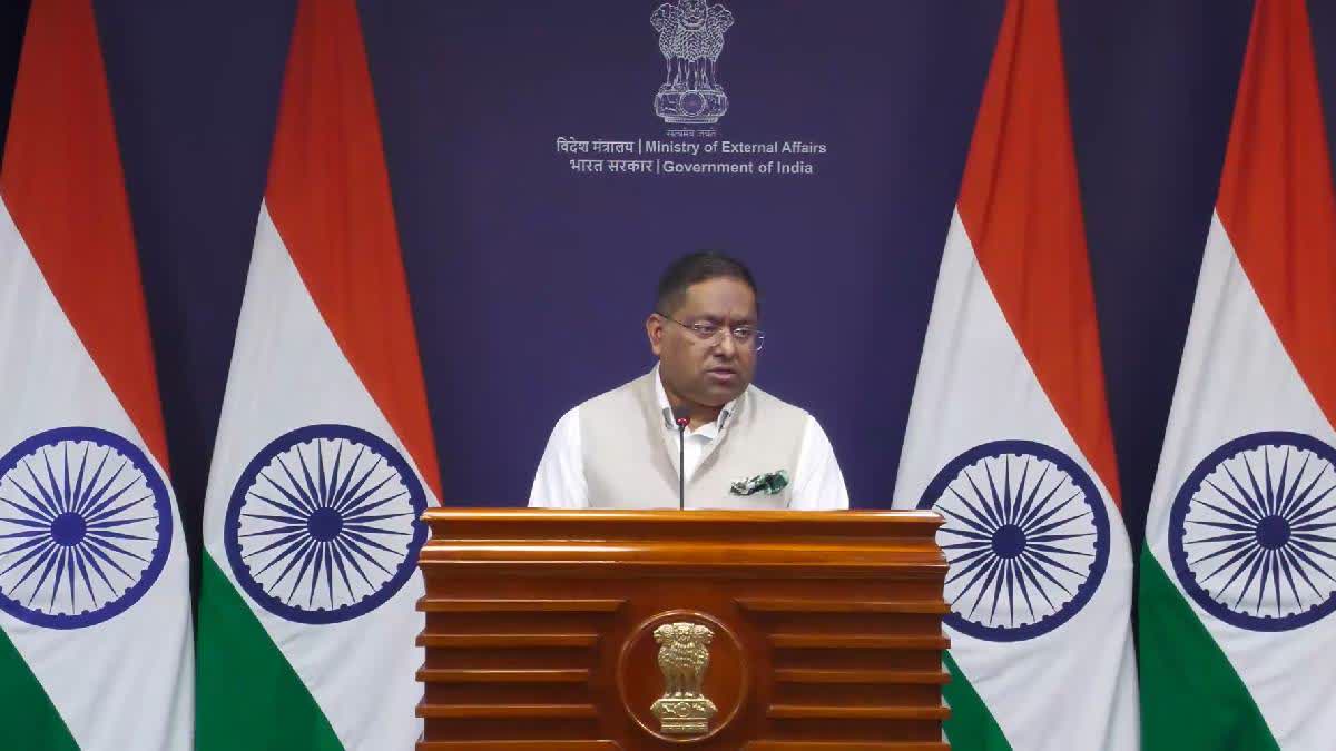 MEA Spokesperson Randhir Jaiswal during a presser