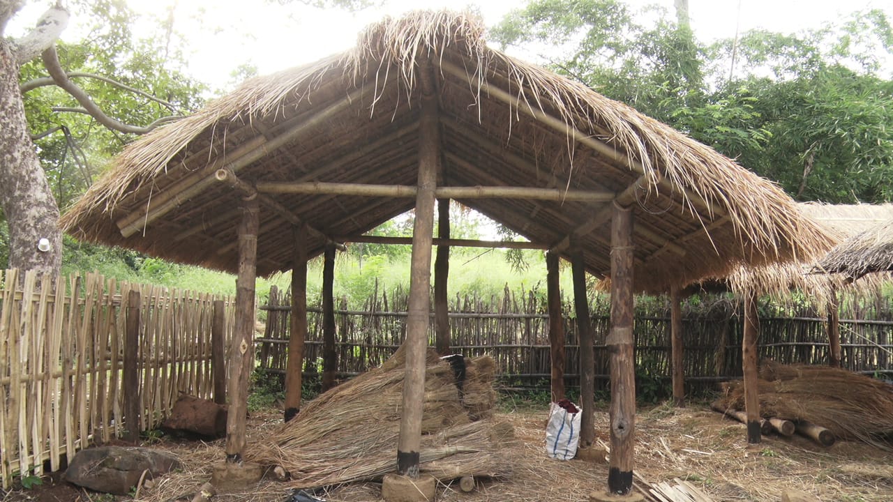 A view of the traditional Bodo tribal home