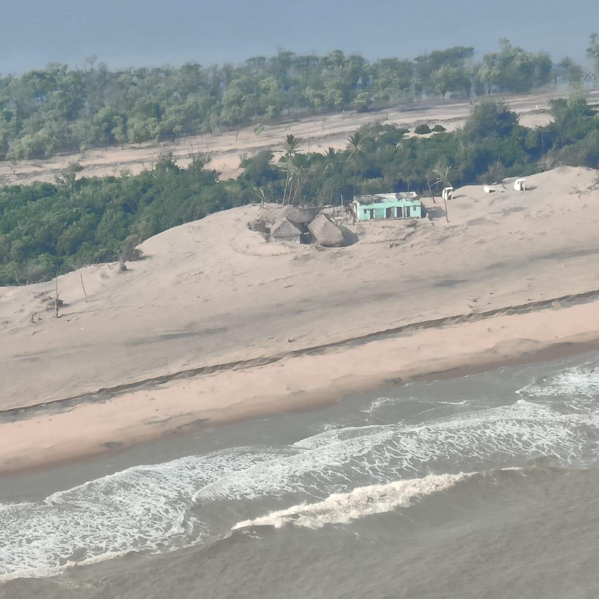 Drone image of small islands in coastal Odisha