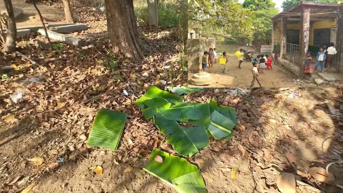 बच्चों को पत्तों पर खाना परोसना पड़ा भारी, हेडमास्टर साहब सस्पेंड