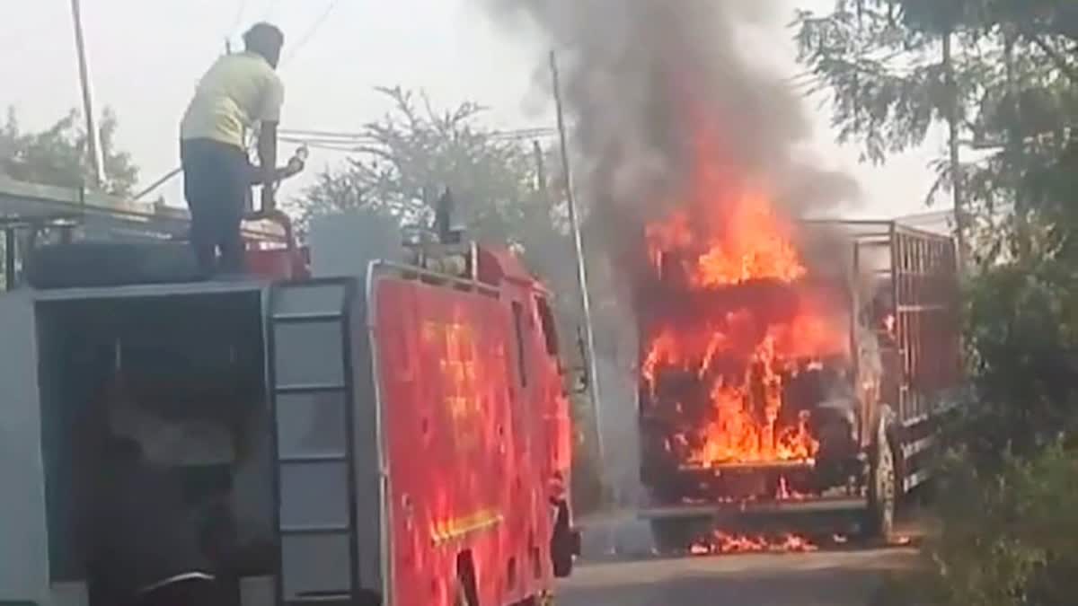TRUCK TURNS INTO BALL OF FIRE