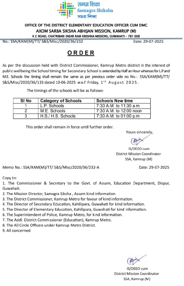 Due to the scorching heat, all schools will open from 7:30 am on 1st August