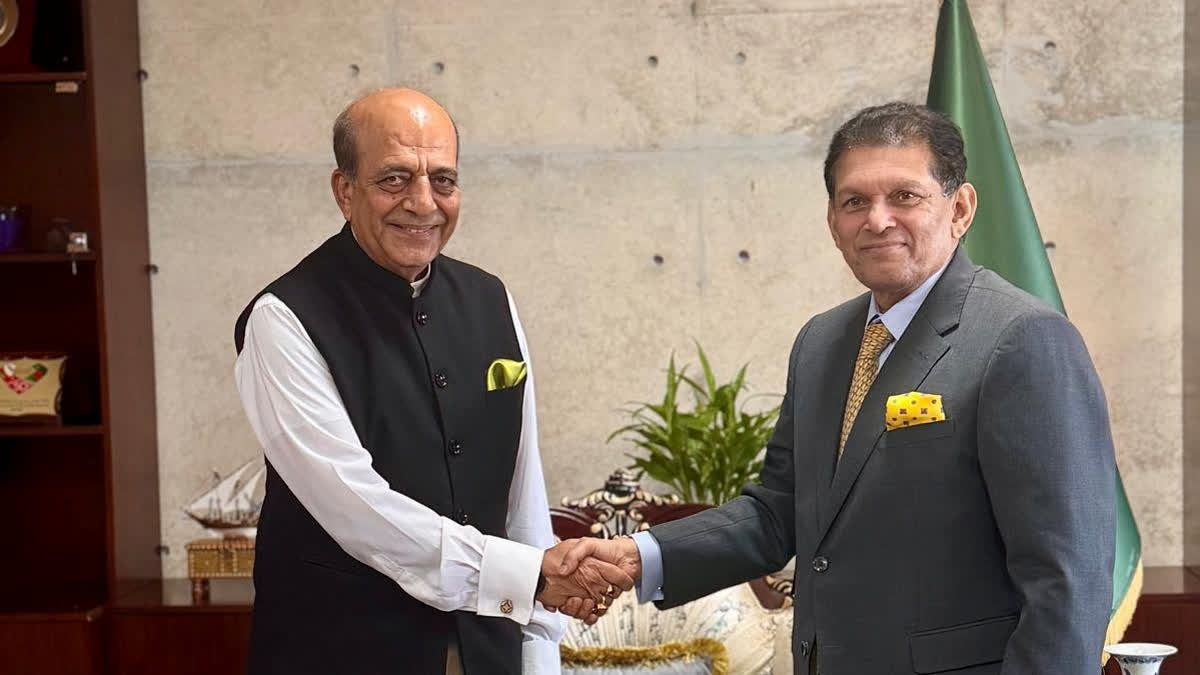 Newly appointed High Commissioner of India to Bangladesh, Dinesh Trivedi, addresses the media in Dhaka on June 25.