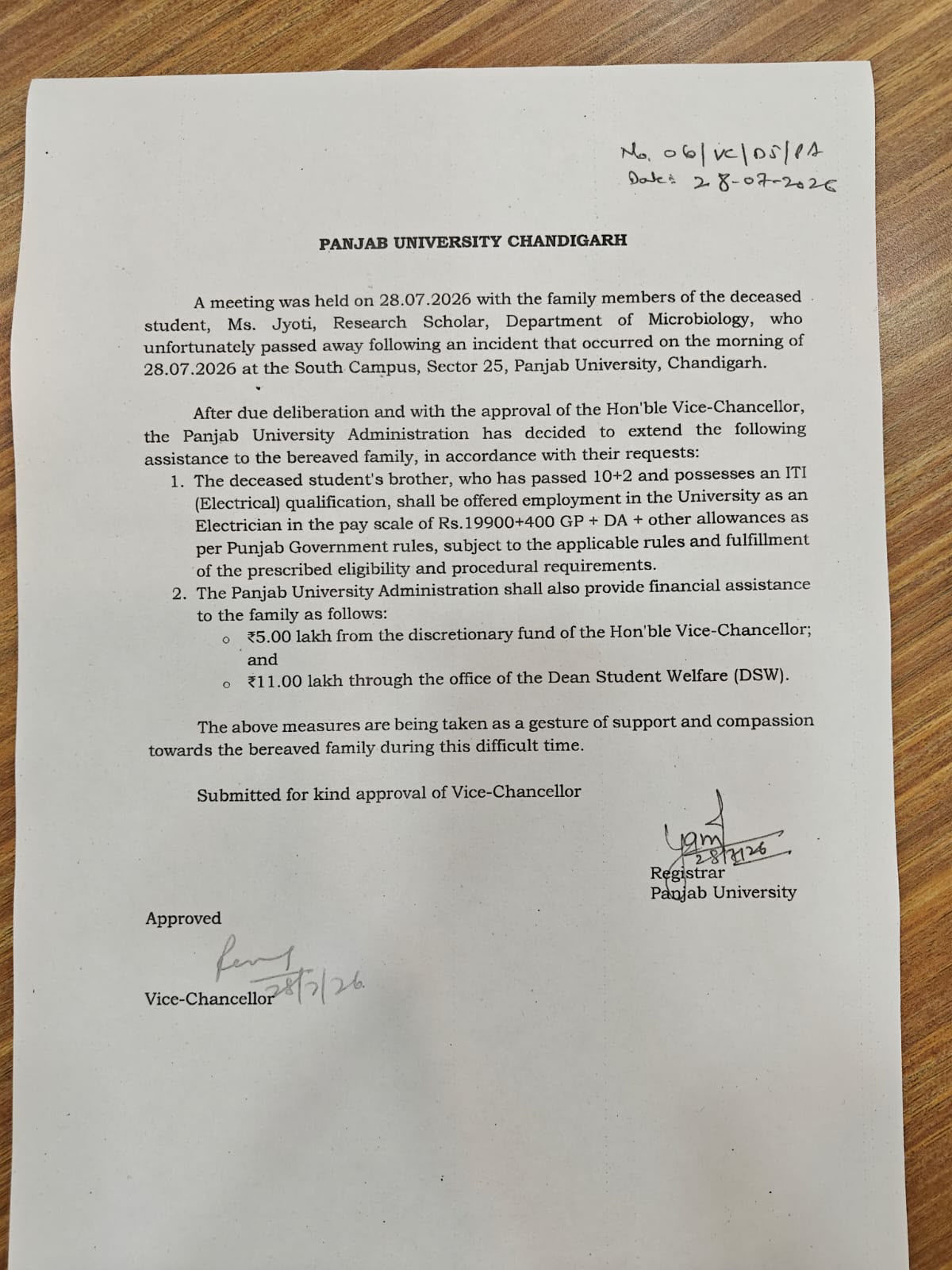PU PhD Scholar Jyoti Death case