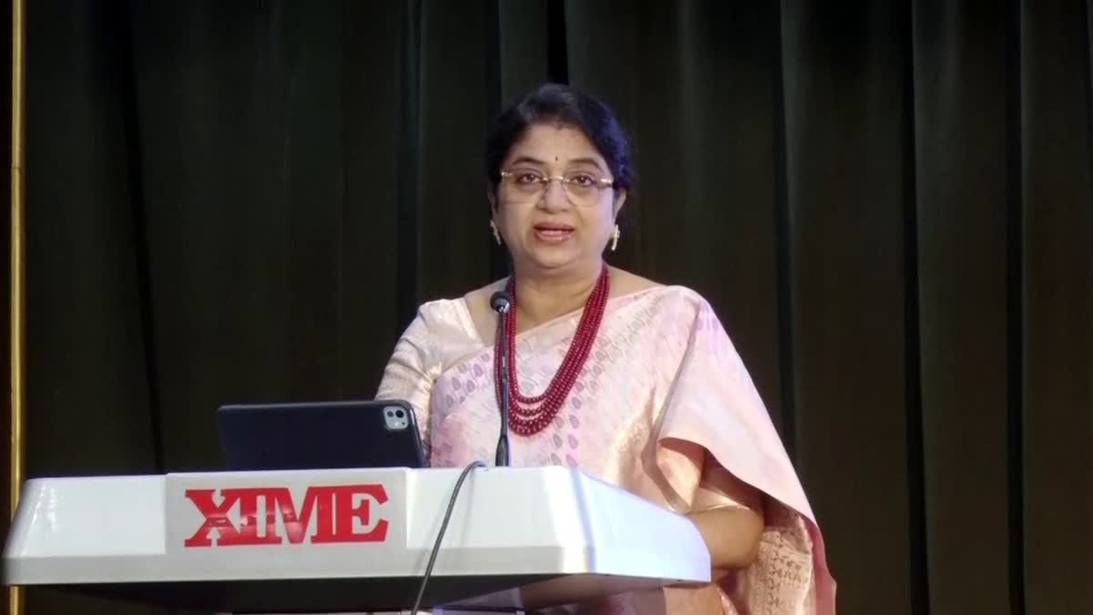 Margadarsi MD Sailaja Kiron speaking at the 37th foundation day of the Association of Indian Management Schools in Bengaluru on Saturday, Aug 29, 2026.