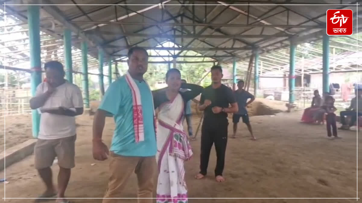 Preparations for the Lord Krishnas Raas festival in Jonai