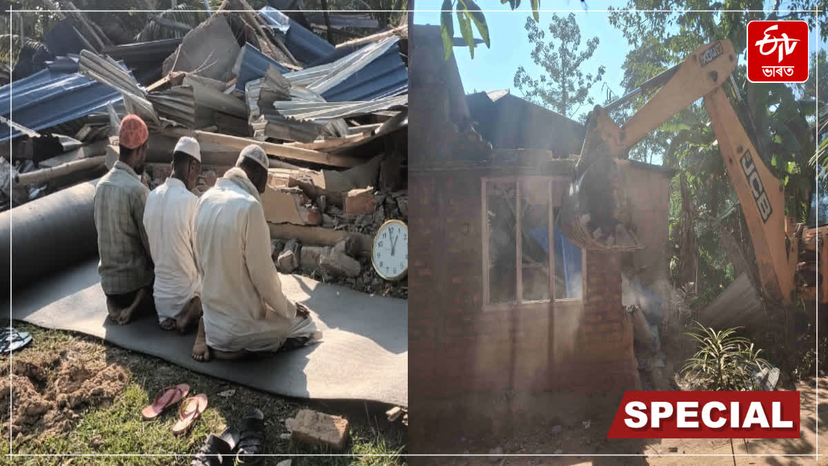 On the first day of the eviction drive in Lutmari, 80% of the land was cleared of encroachments