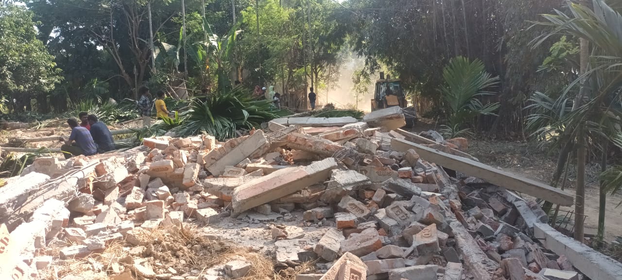 On the first day of the eviction drive in Lutmari, 80% of the land was cleared of encroachments