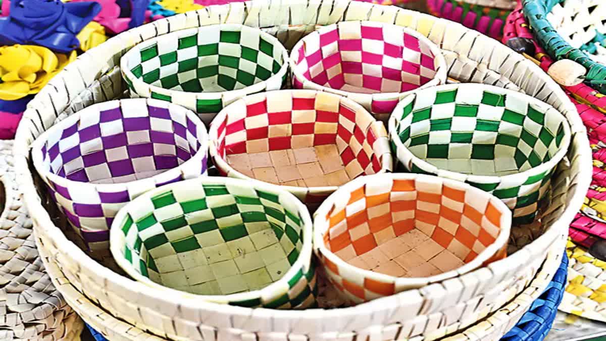 Women Making Household Items From Coconut And Palm Leaves