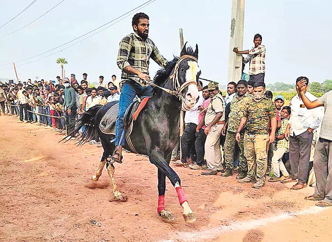 Horse in a Running Race At East Godavari District