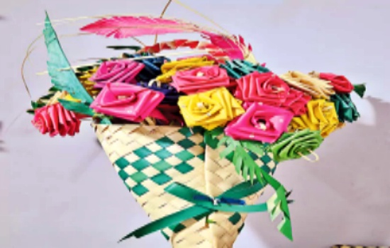 Women Making Household Items From Coconut And Palm Leaves