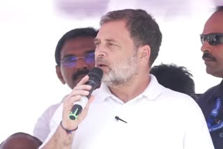 Congress leader Rahul Gandhi addressing a public rally
