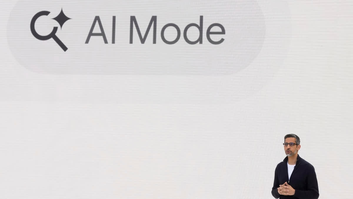 Alphabet CEO Sundar Pichai speaks at a Google I/O event in Mountain View, Calif., Tuesday, May 20, 2025.