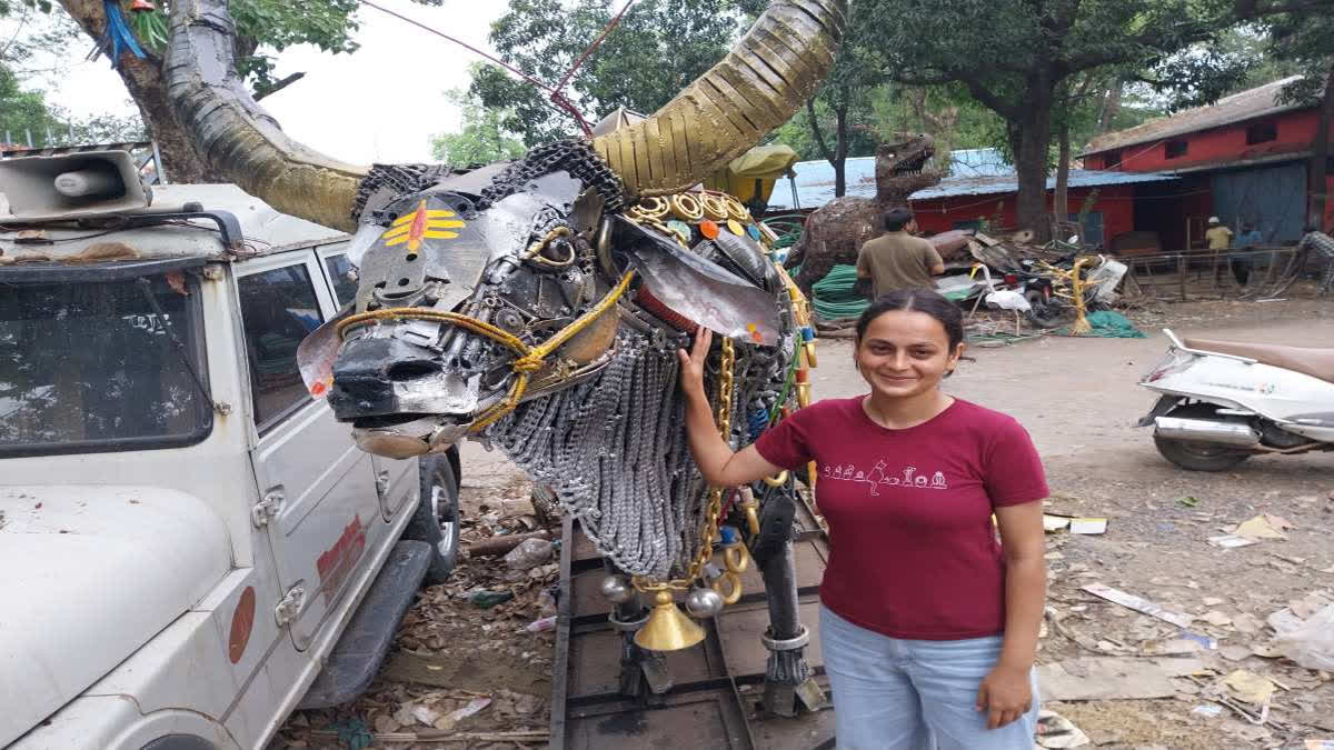 From Junk To Art: Jabalpur Artist Transforms Scrap Into Nandi Sculpture