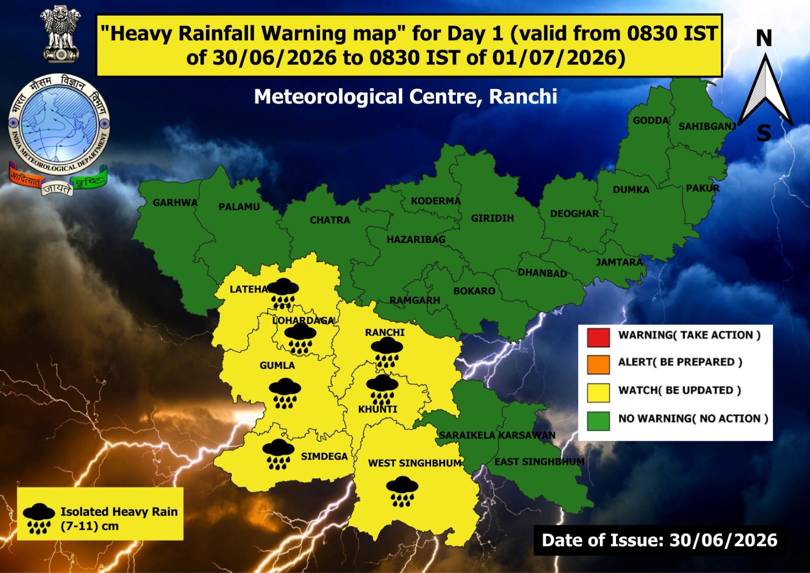 Monsoon rainfall in Jharkhand