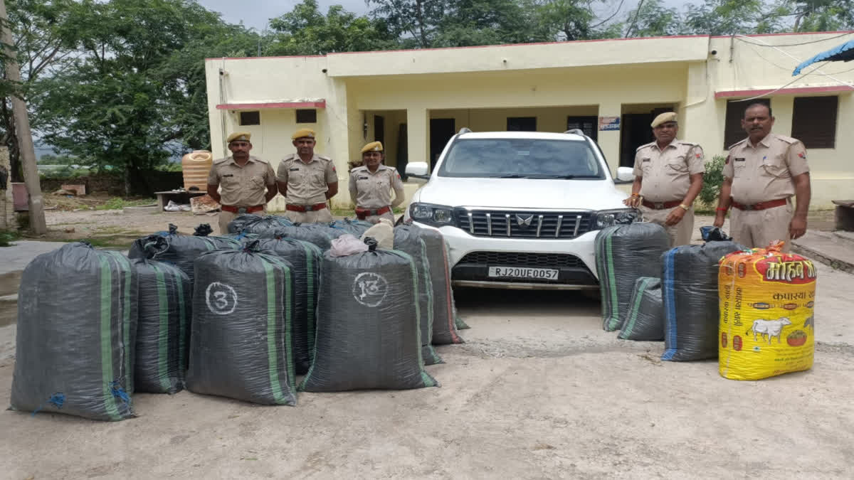 Poppy husk seized in Chittorgarh district.