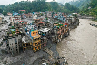 An aerial view of a devastation caused by Nepal flash floods