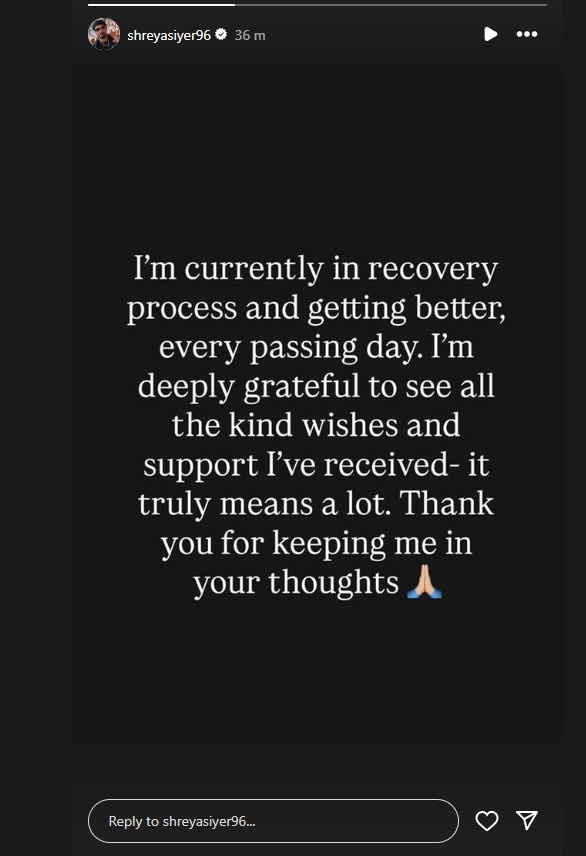 Shreyas Iyer Instagram Story